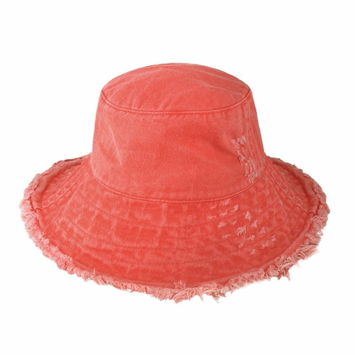 Frayed Cotton Bucket Hat for Summer – Stylish Casual Cotton Sun Hat