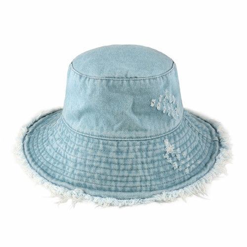 Frayed Cotton Bucket Hat for Summer – Stylish Casual Cotton Sun Hat