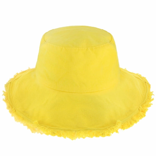 Frayed Cotton Bucket Hat for Summer – Stylish Casual Cotton Sun Hat