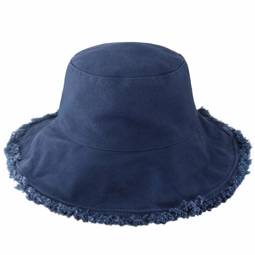 Frayed Cotton Bucket Hat for Summer – Stylish Casual Cotton Sun Hat