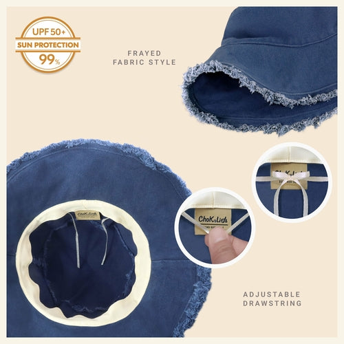 Frayed Cotton Bucket Hat for Summer – Stylish Casual Cotton Sun Hat