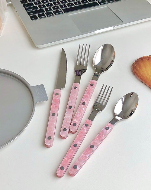 Set of 10 Sleek Modern Pinky Elegant Salt Lake Flatware Cutlery
