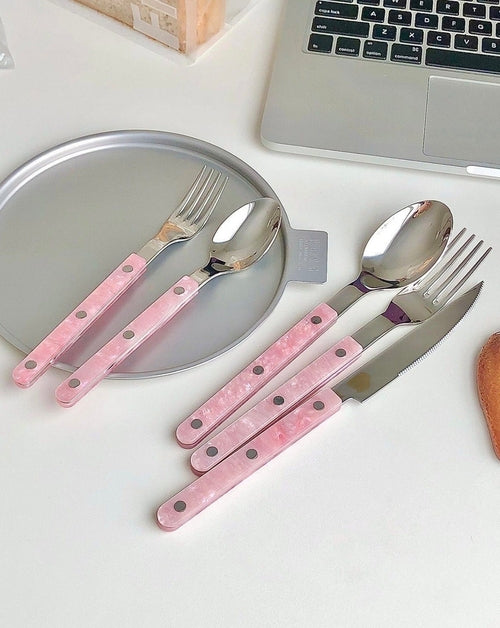 Set of 10 Sleek Modern Pinky Elegant Salt Lake Flatware Cutlery
