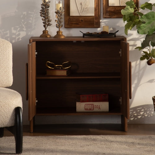 Walnut Sideboard Cabinet with Two Doors and Adjustable Interior