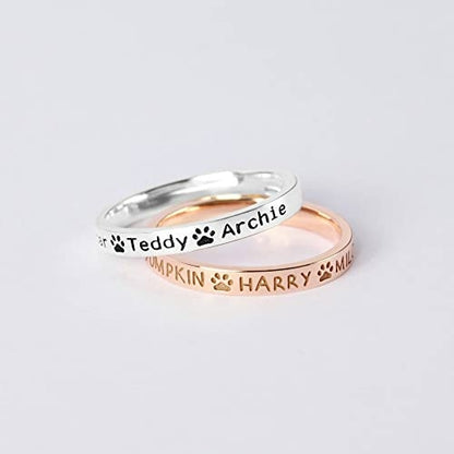 Dog Name Ring, Dog Mom Gift, Memorial Pet Gift, Custom Pet Names Ring