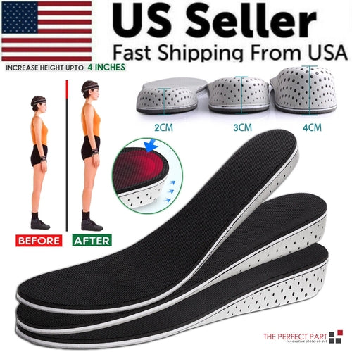 Men Women Invisible Height Increase Insoles Heel Lift Taller Shoe