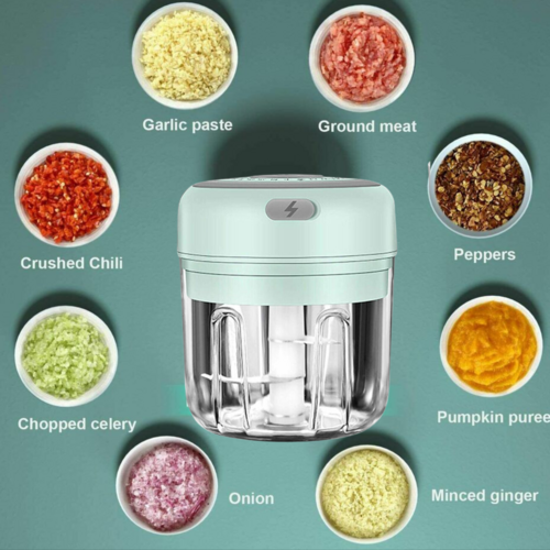 Electric 300ML Garlic Press Chopper Chili Onion Fruits Meat Mincer