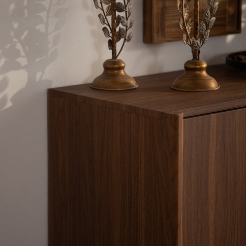 Walnut Sideboard Cabinet with Two Doors and Adjustable Interior
