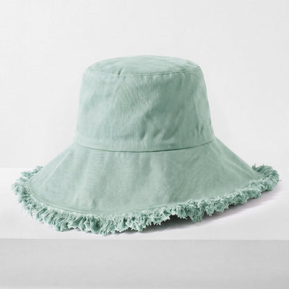 Frayed Cotton Bucket Hat for Summer – Stylish Casual Cotton Sun Hat