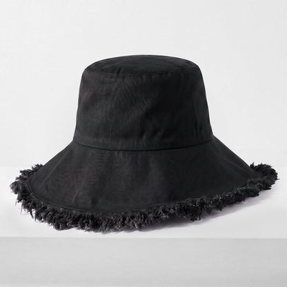 Frayed Cotton Bucket Hat for Summer – Stylish Casual Cotton Sun Hat