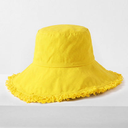 Frayed Cotton Bucket Hat for Summer – Stylish Casual Cotton Sun Hat