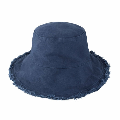 Frayed Cotton Bucket Hat for Summer – Stylish Casual Cotton Sun Hat