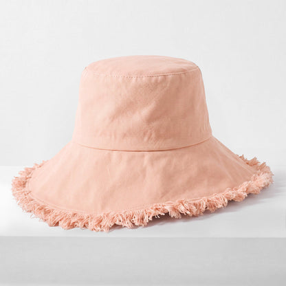 Frayed Cotton Bucket Hat for Summer – Stylish Casual Cotton Sun Hat