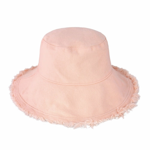 Frayed Cotton Bucket Hat for Summer – Stylish Casual Cotton Sun Hat