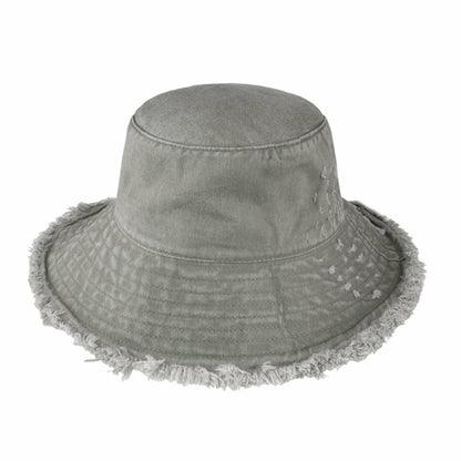 Frayed Cotton Bucket Hat for Summer – Stylish Casual Cotton Sun Hat