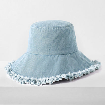 Frayed Cotton Bucket Hat for Summer – Stylish Casual Cotton Sun Hat