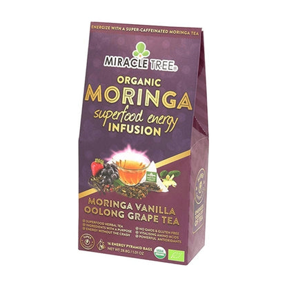 Organic Moringa Energy Tea - Vanilla Oolong Grape - Natural Coffee