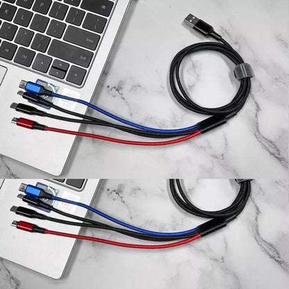 4-in-1 Multi Charging Cable 2 Pack - Phone/Type C/Micro USB, 4FT,