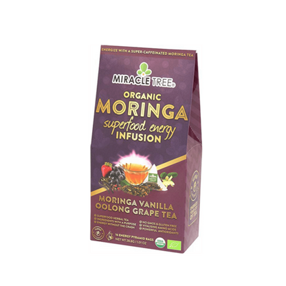 Organic Moringa Energy Tea - Vanilla Oolong Grape - Natural Coffee