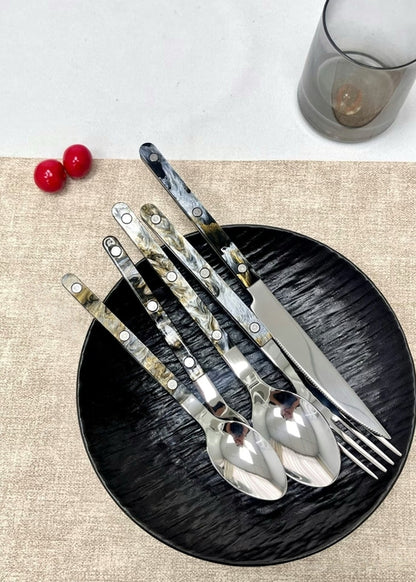 Set Of 10 Pcs Modern Elegant Terra Flatware - Bistrot Style Cutlery