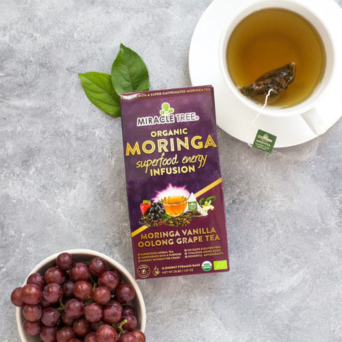 Organic Moringa Energy Tea - Vanilla Oolong Grape - Natural Coffee