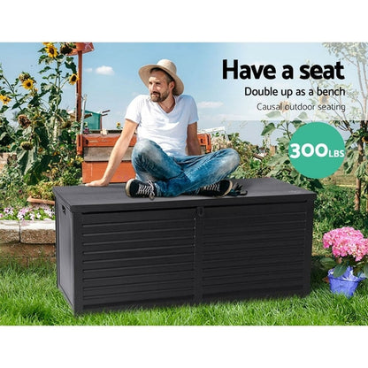 Gardeon Outdoor Storage Box 490L Container Lockable Garden Bench Shed