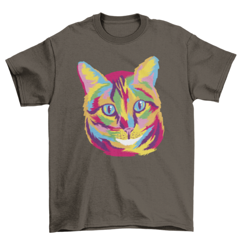 Colorful cat animal face t-shirt