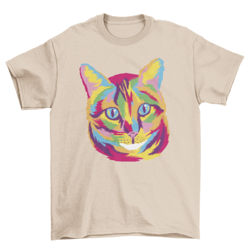 Colorful cat animal face t-shirt