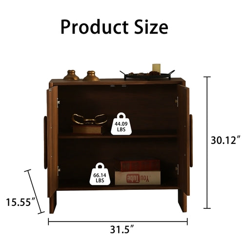 Walnut Sideboard Cabinet with Two Doors and Adjustable Interior