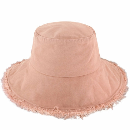 Frayed Cotton Bucket Hat for Summer – Stylish Casual Cotton Sun Hat