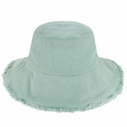 Frayed Cotton Bucket Hat for Summer – Stylish Casual Cotton Sun Hat