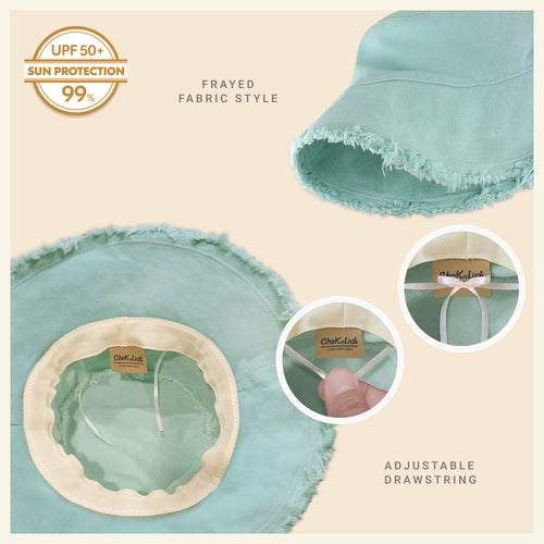 Frayed Cotton Bucket Hat for Summer – Stylish Casual Cotton Sun Hat