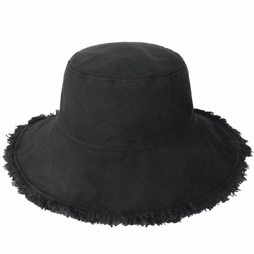 Frayed Cotton Bucket Hat for Summer – Stylish Casual Cotton Sun Hat