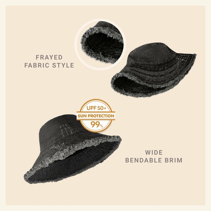 Frayed Cotton Bucket Hat for Summer – Stylish Casual Cotton Sun Hat