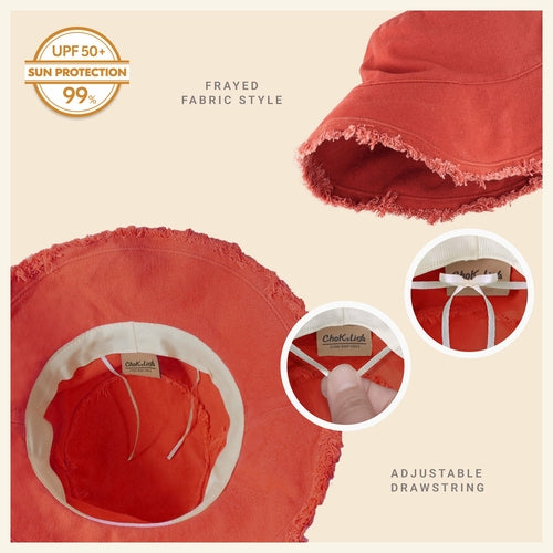 Frayed Cotton Bucket Hat for Summer – Stylish Casual Cotton Sun Hat