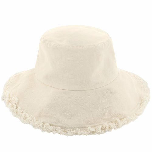 Frayed Cotton Bucket Hat for Summer – Stylish Casual Cotton Sun Hat