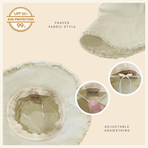 Frayed Cotton Bucket Hat for Summer – Stylish Casual Cotton Sun Hat