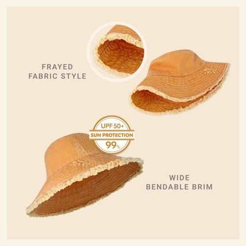 Frayed Cotton Bucket Hat for Summer – Stylish Casual Cotton Sun Hat