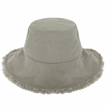 Frayed Cotton Bucket Hat for Summer – Stylish Casual Cotton Sun Hat