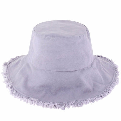 Frayed Cotton Bucket Hat for Summer – Stylish Casual Cotton Sun Hat