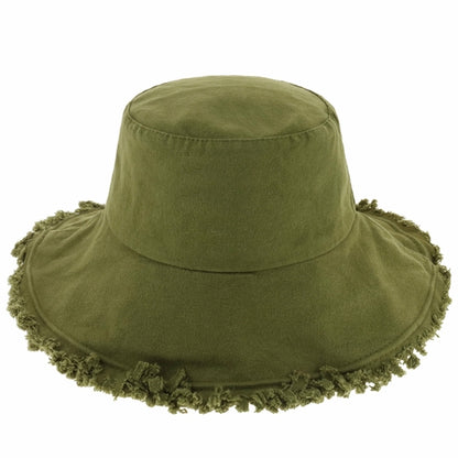 Frayed Cotton Bucket Hat for Summer – Stylish Casual Cotton Sun Hat