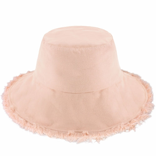 Frayed Cotton Bucket Hat for Summer – Stylish Casual Cotton Sun Hat