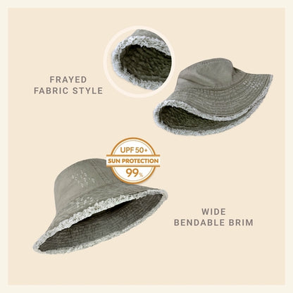 Frayed Cotton Bucket Hat for Summer – Stylish Casual Cotton Sun Hat