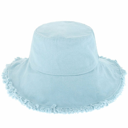 Frayed Cotton Bucket Hat for Summer – Stylish Casual Cotton Sun Hat