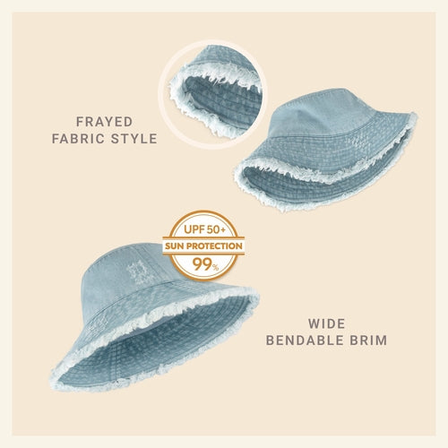 Frayed Cotton Bucket Hat for Summer – Stylish Casual Cotton Sun Hat