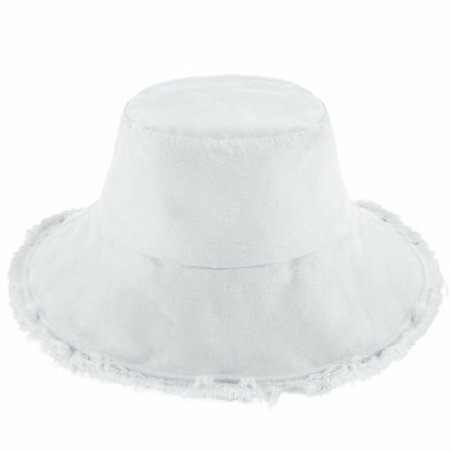 Frayed Cotton Bucket Hat for Summer – Stylish Casual Cotton Sun Hat