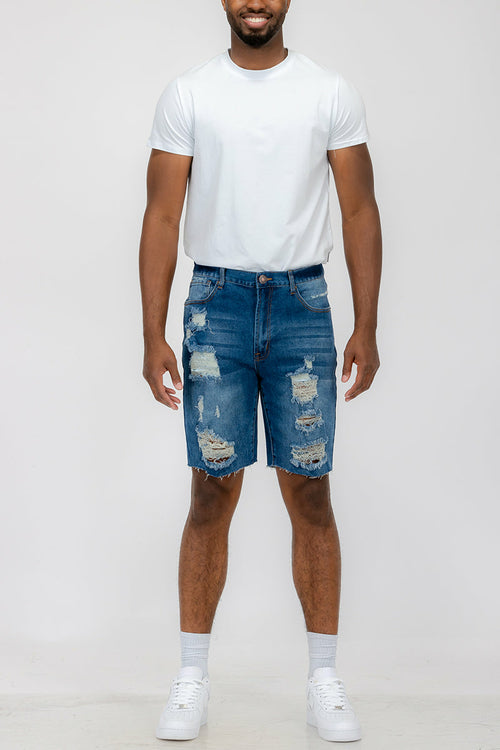Washed Distressed Denim Shorts DSP1