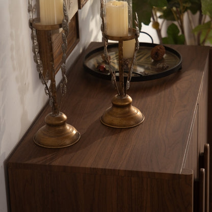 Walnut Sideboard Cabinet with Two Doors and Adjustable Interior