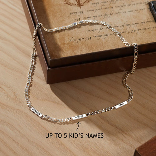 Dad Necklace With Kids Names, Engraved Dad Necklace