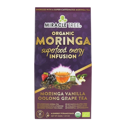 Organic Moringa Energy Tea - Vanilla Oolong Grape - Natural Coffee